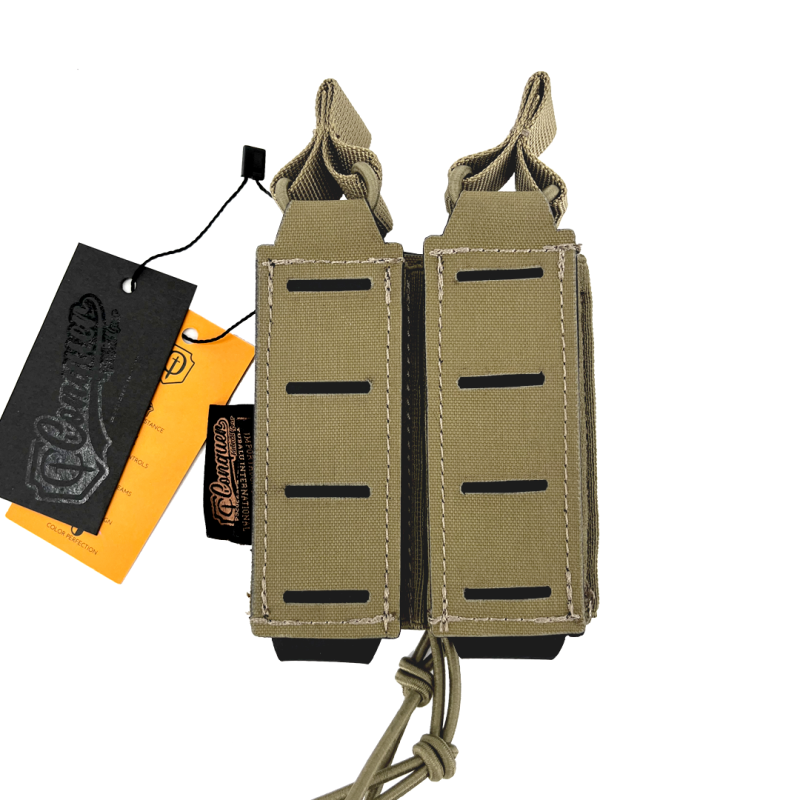 Conquer Double Pistol Mag pouch TAN