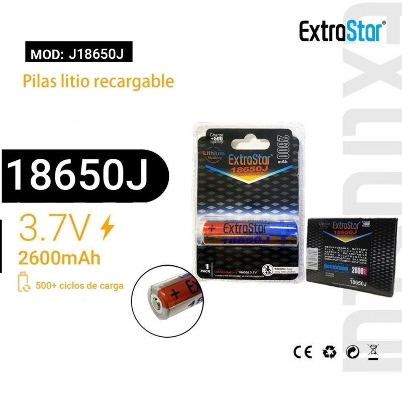 PILA 18650 LITIO RECARGABLE 2600mAh 3.7V