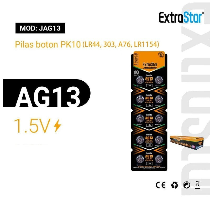 PILAS BOTON AG13 LR44/357 10 PIEZAS
